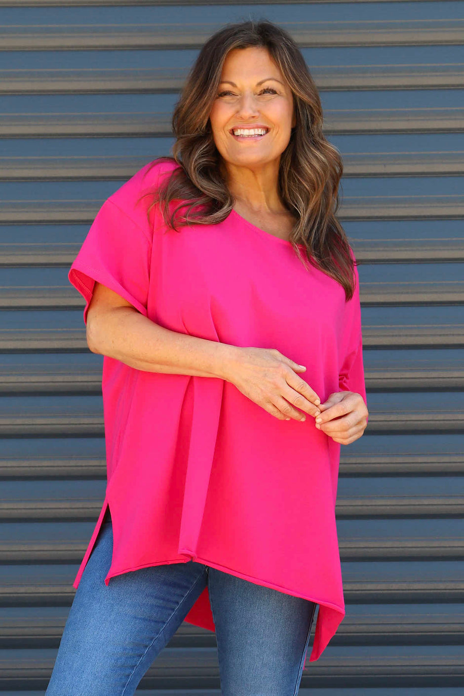 Bantham Strap Back Cotton Top Fuchsia