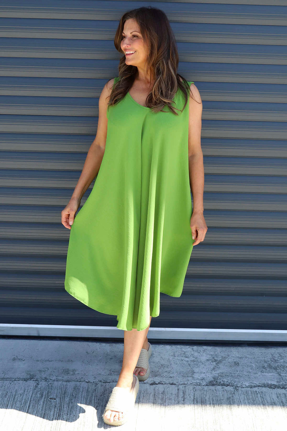Charlene Sleeveless Dress Olive