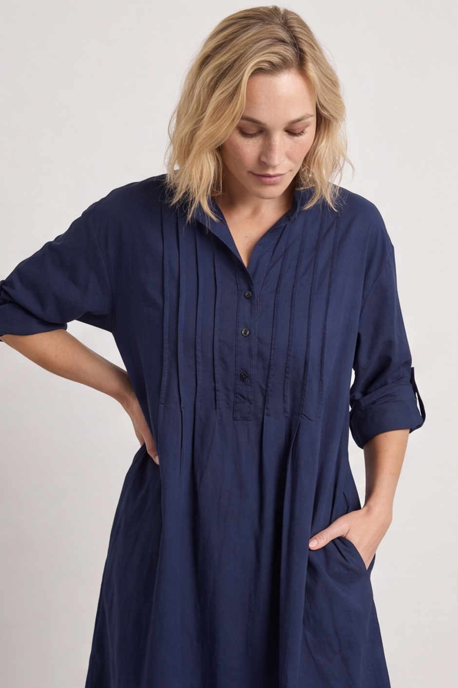 Janie Cotton Dress Navy