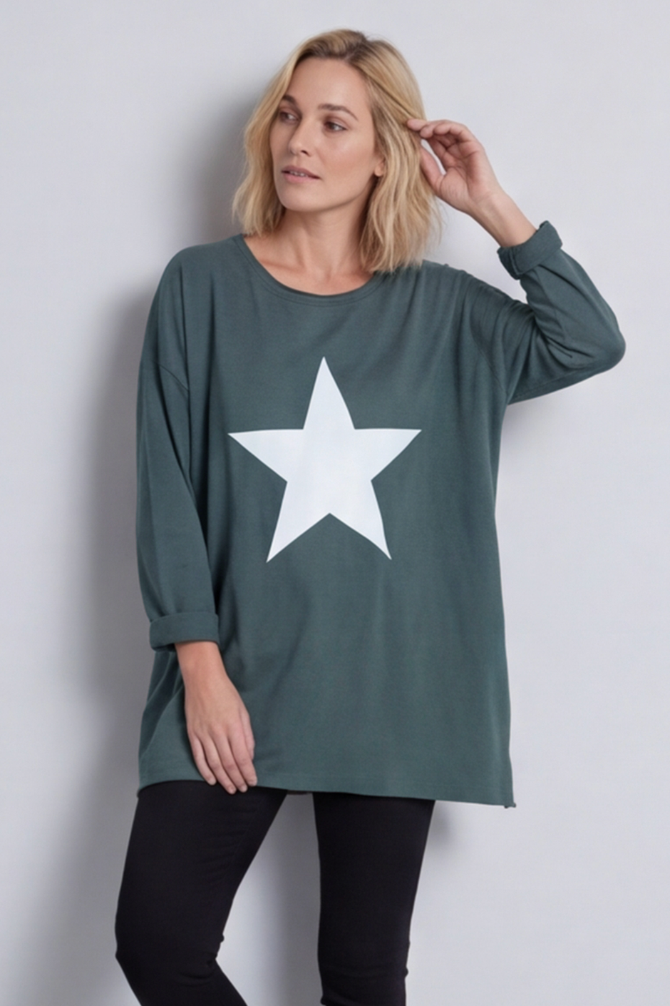 Jodene Star Cotton Top Charcoal