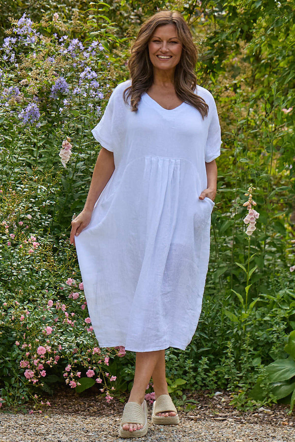 Fenella Linen Dress White