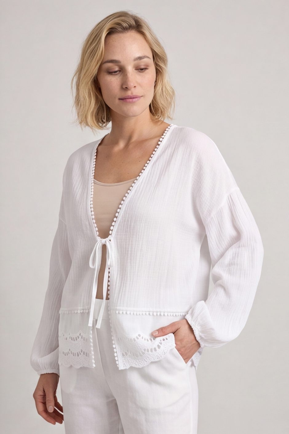 Kalkan Crinkle Cotton Jacket White