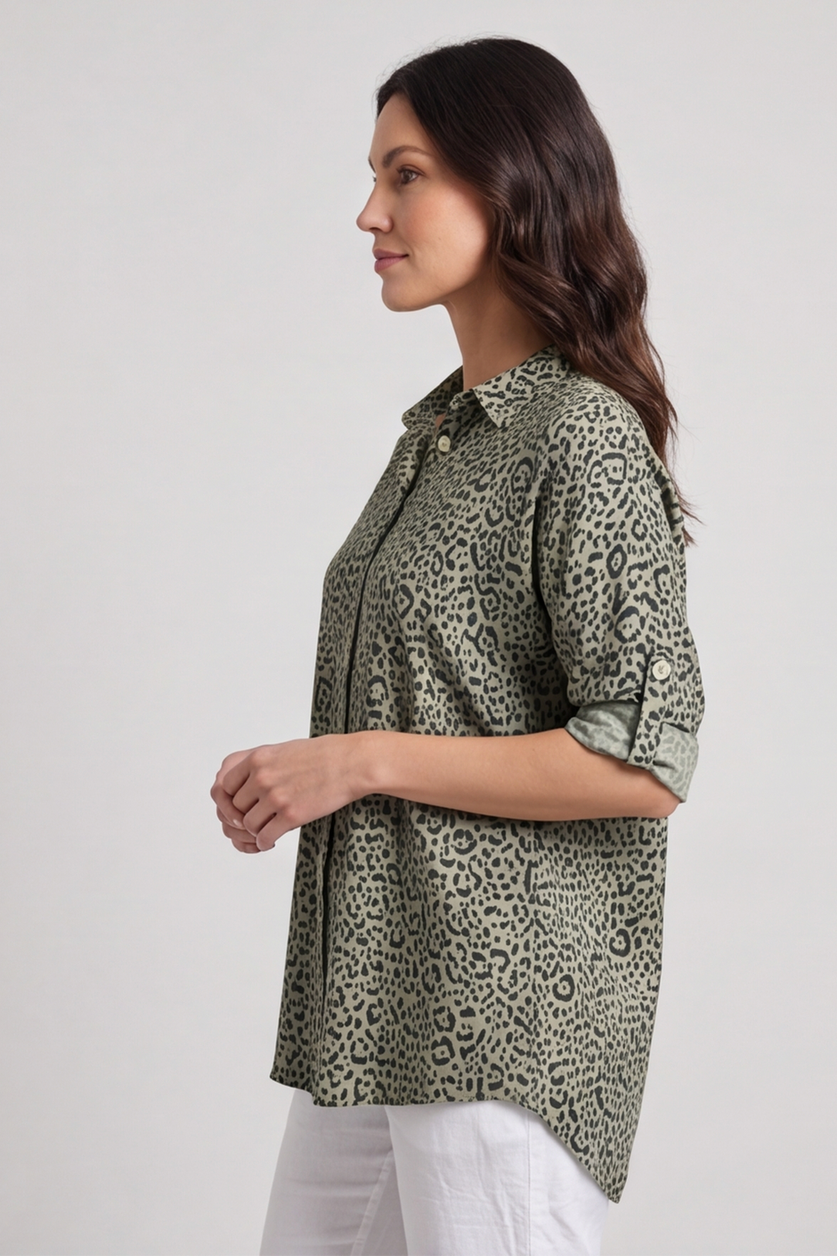 Thea Khaki Print Shirt
