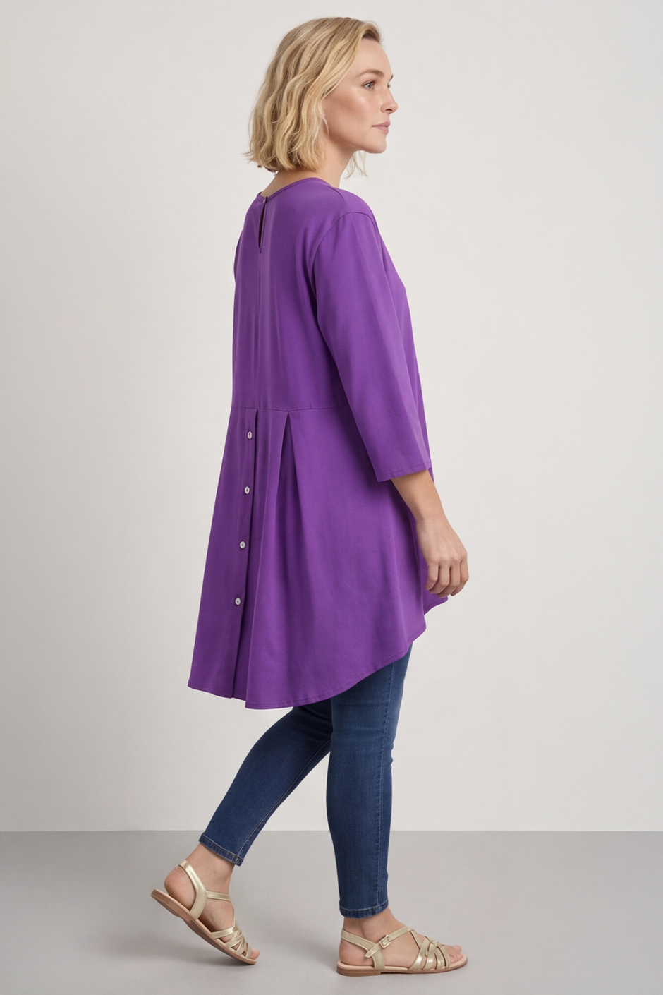 Lulu Button Back Cotton Top Purple