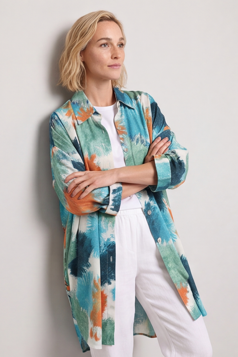 Macie Ink Print Shirt Teal