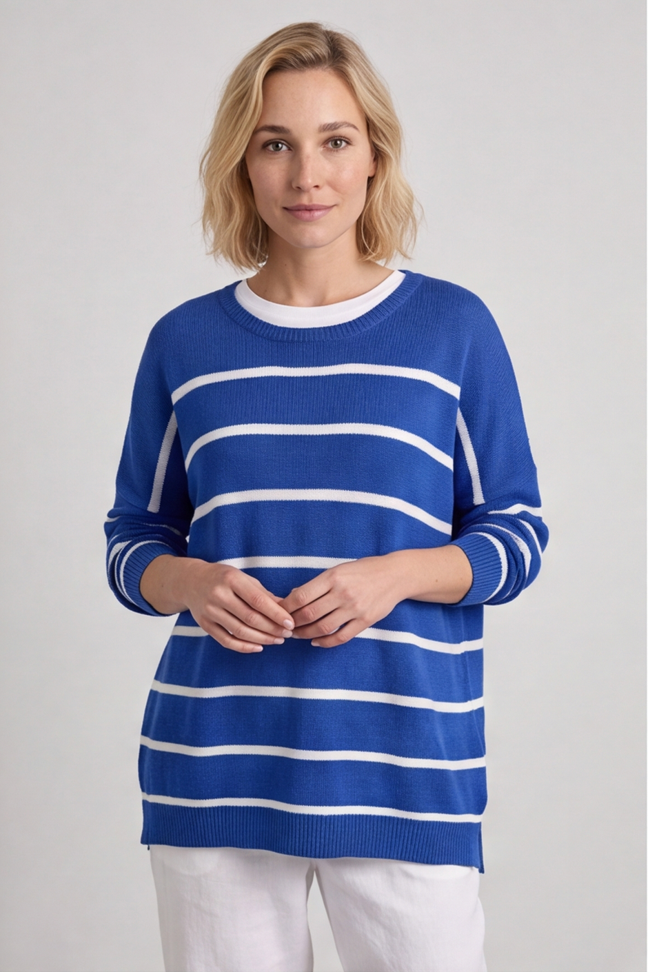 Maddison Stripe Knitted Jumper Cobalt