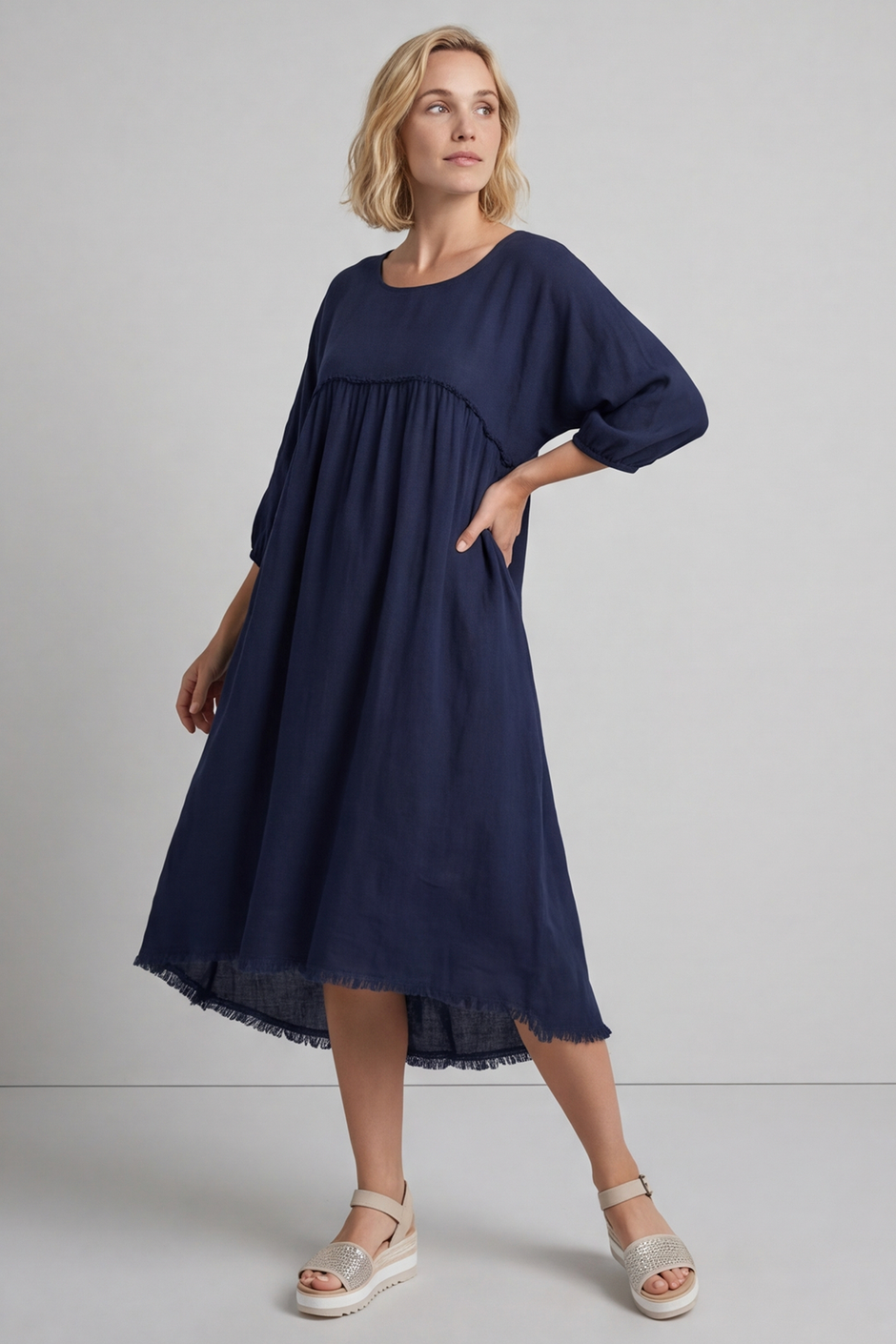 Morianna Cotton Dress Navy