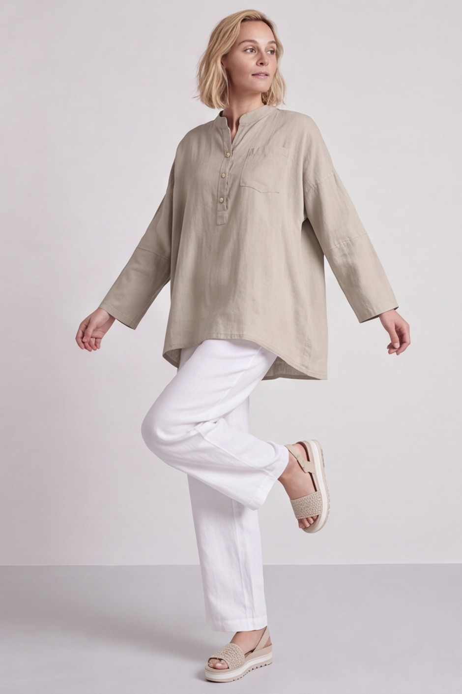 Adrielle Linen Shirt Stone