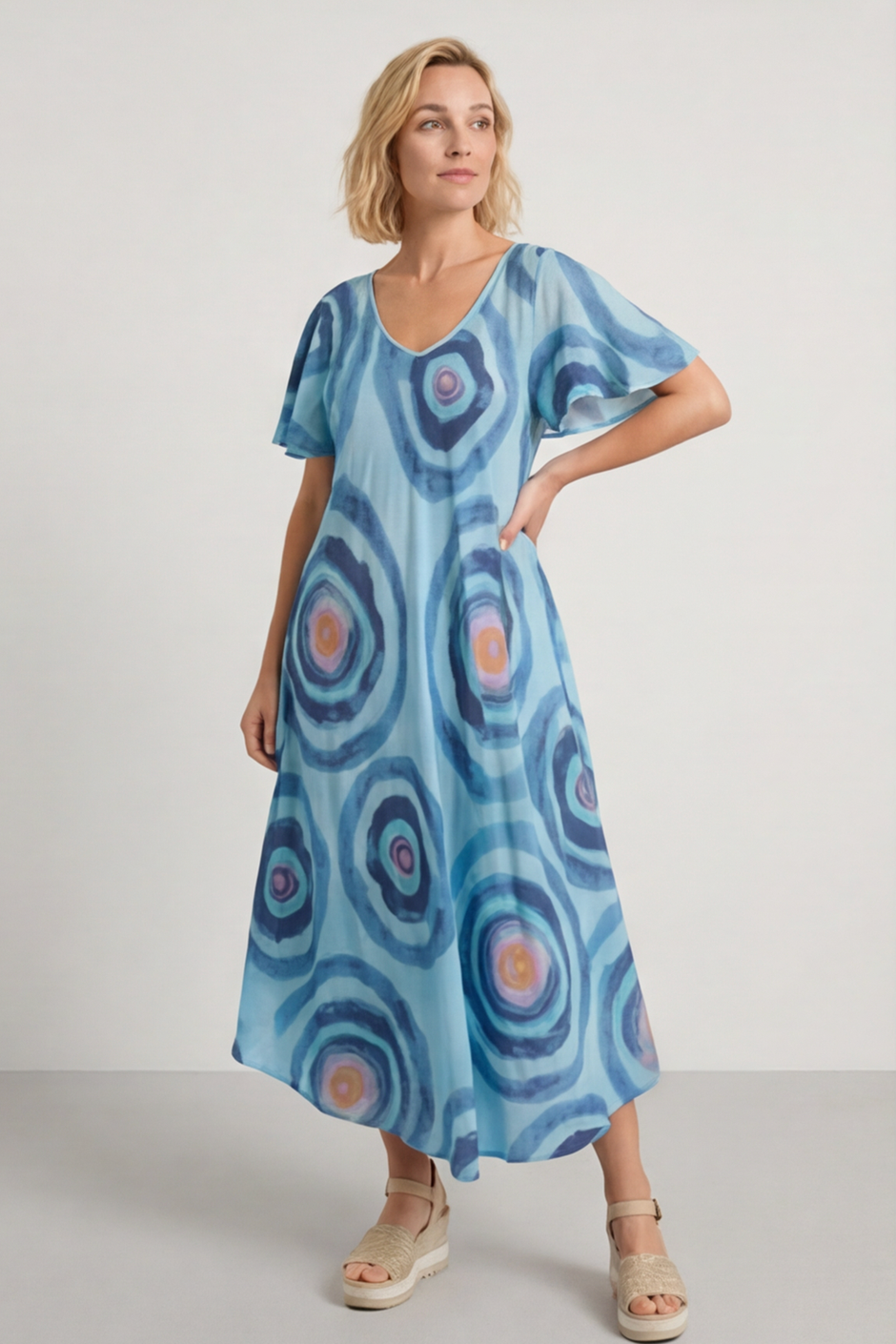 Philomena Circle Print Dress Blue
