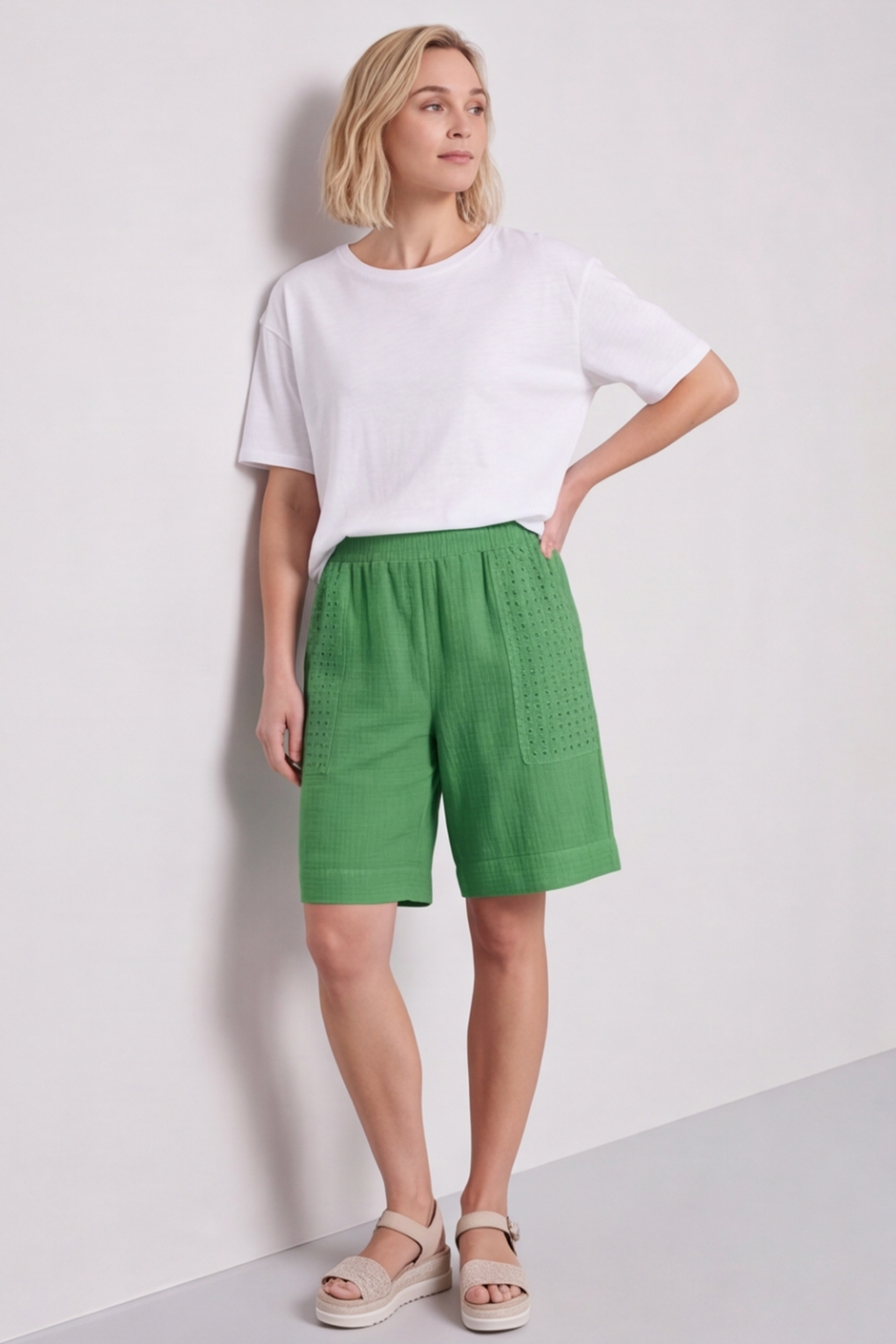 Alora Cotton Easy Shorts Green