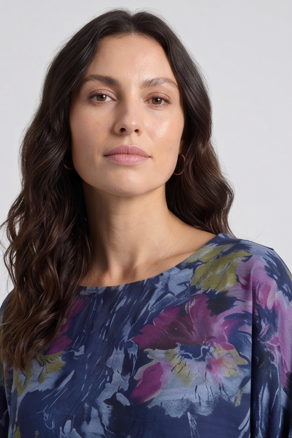 Vicki Floral Print Cotton Top Navy