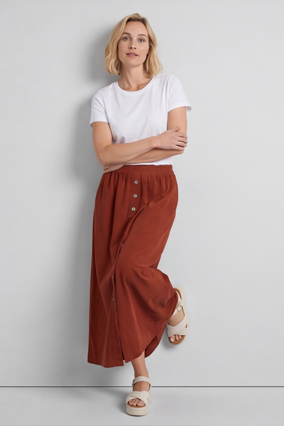 Zinnia Needlecord Skirt Burnt Orange