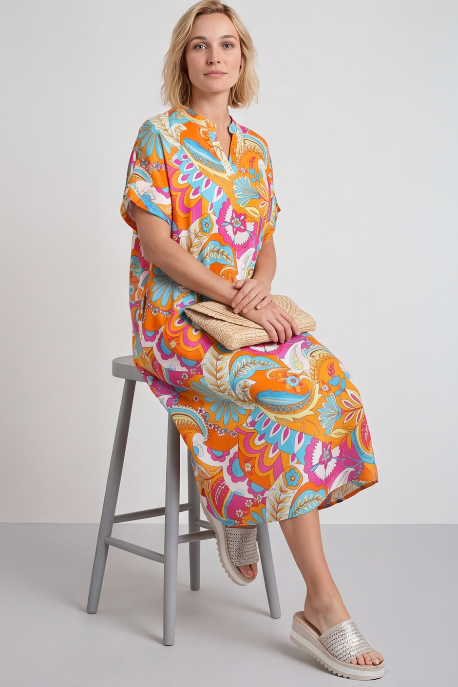 Zuri Psychedelic Print Dress Orange