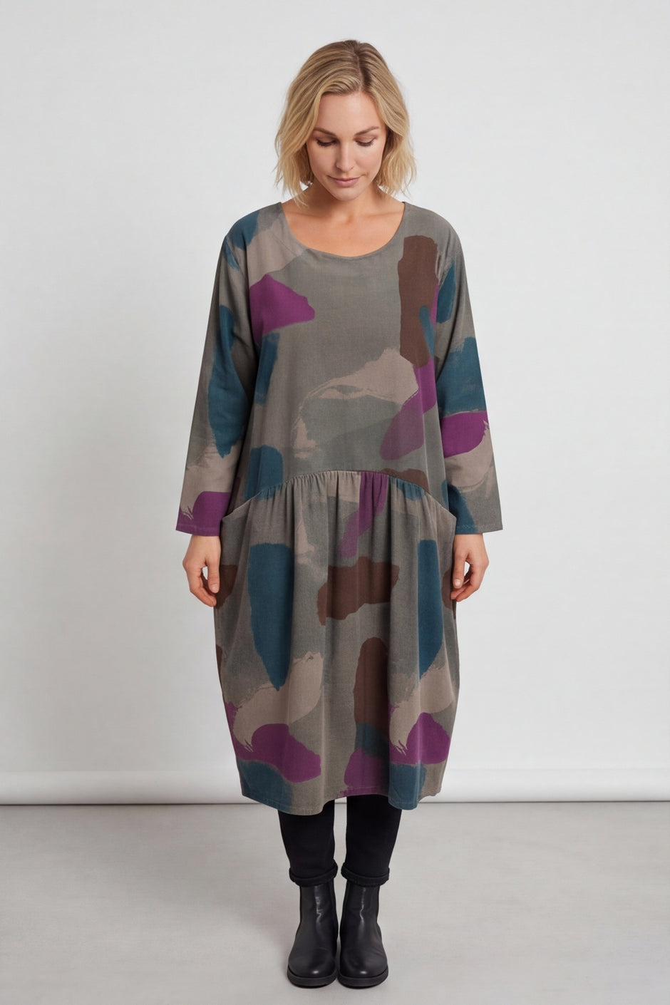 Dreda Print Needlecord Dress Teal