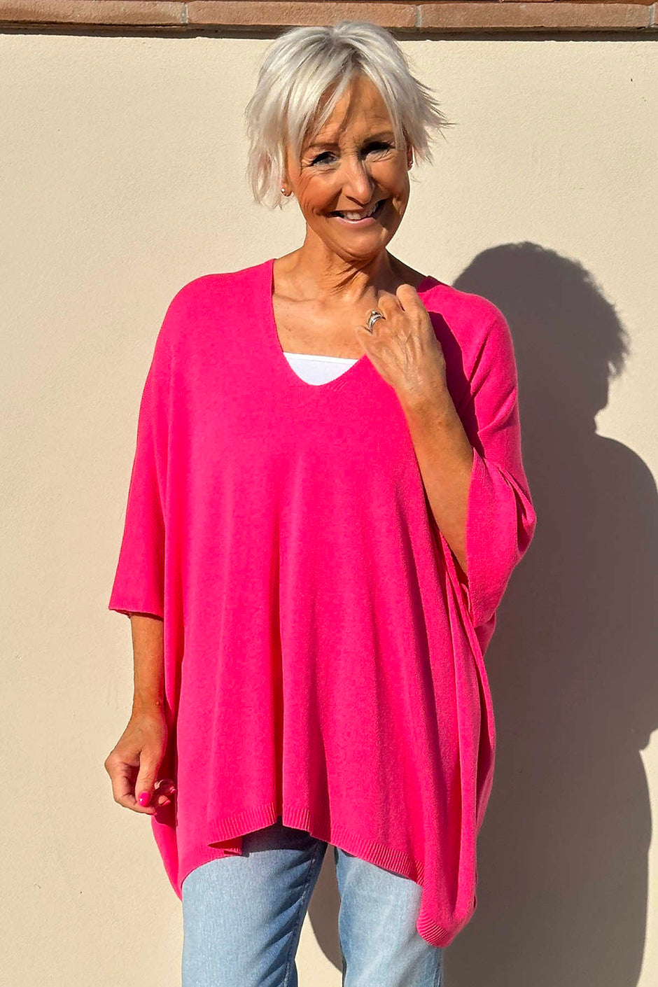 Katya V-Neck Top Fuchsia