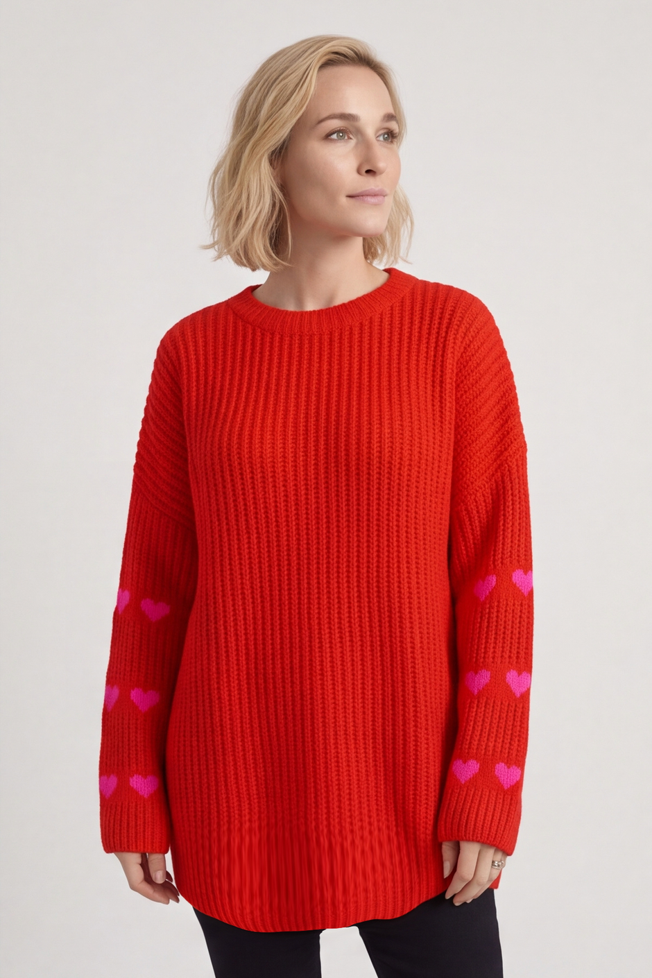 Irma Heart Sleeve Knitted Jumper Red