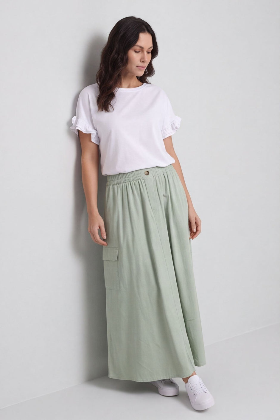 Myrna Cotton Skirt Sage Green – image 1 of 3