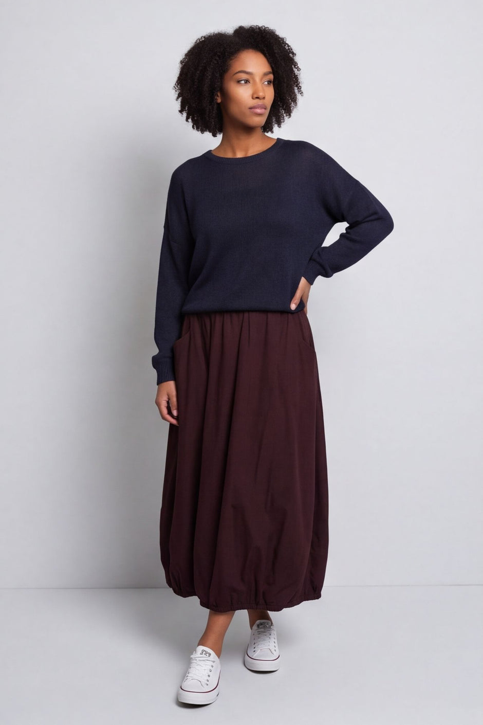 Wilfreda Puffball Cotton Skirt Burgundy – image 1 of 6