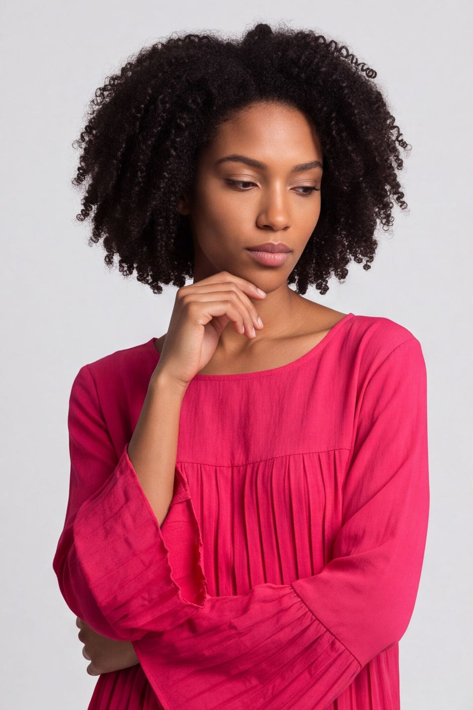 Wynne Pleated Top Fuchsia – image 1 of 5