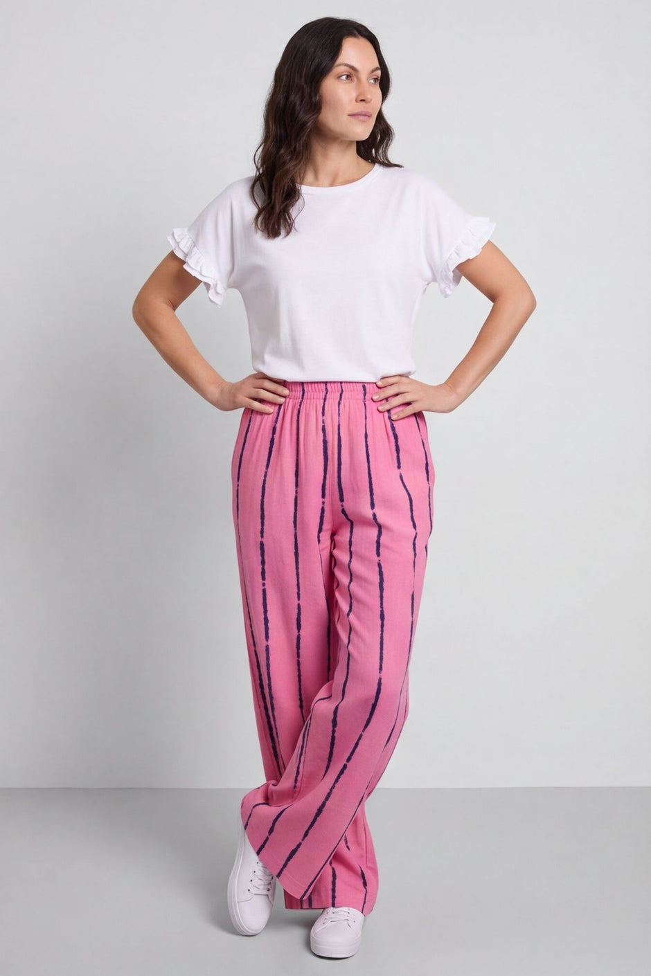 Chelle Stripe Linen Trousers Fuchsia – image 1 of 6