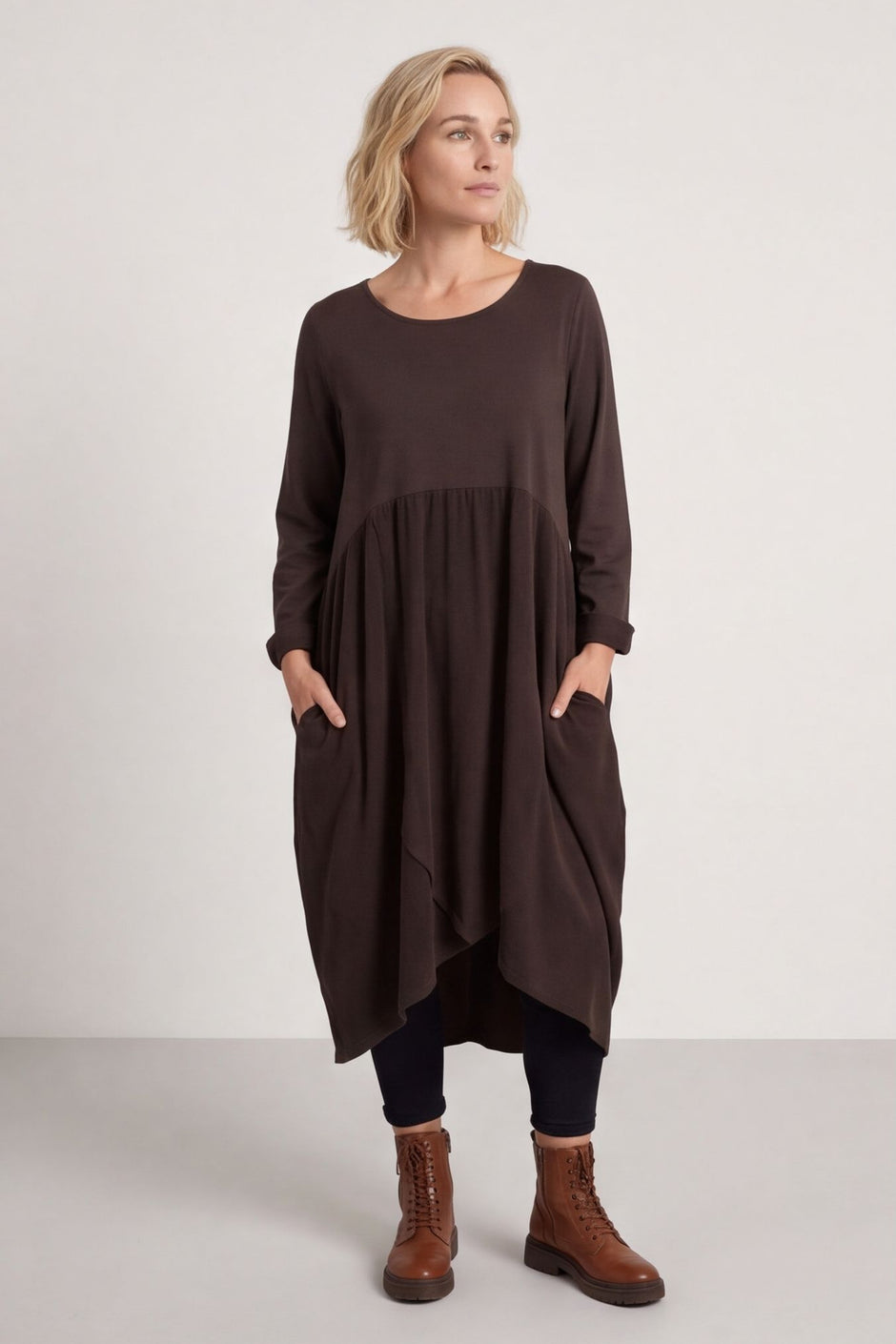 Regana Cotton Dress Cocoa – image 1 of 4