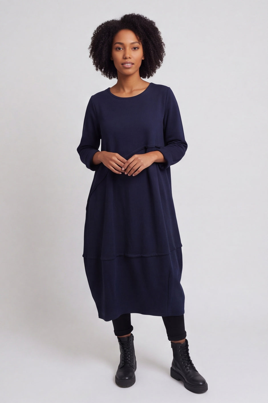 Minnie Seam Detail Cotton Tunic Navy – image 1 of 6