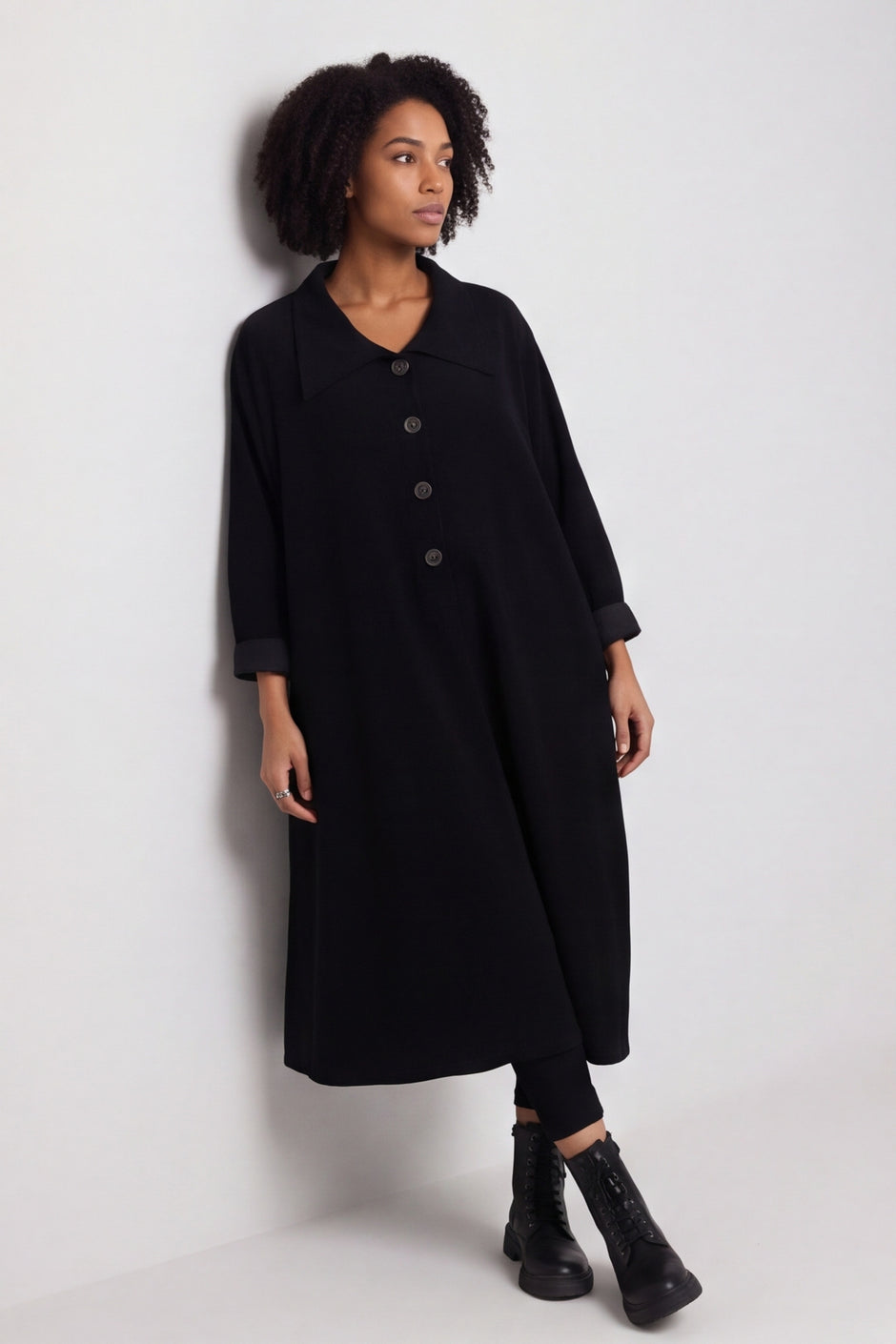 Amina Needlecord Dress Black – image 1 of 6