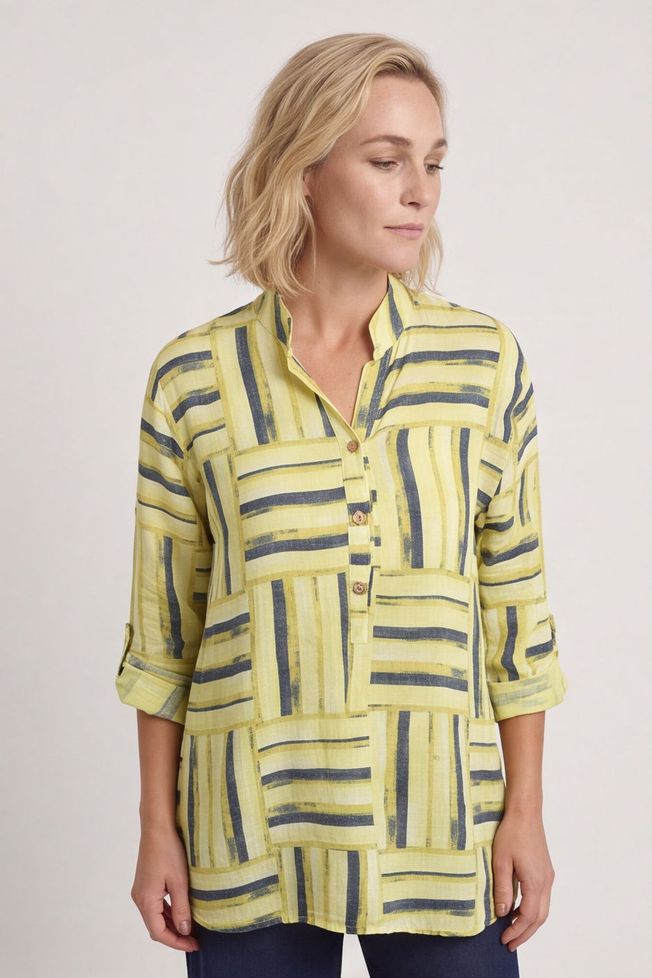 Glenna Pattern Cotton Top Yellow – image 1 of 5