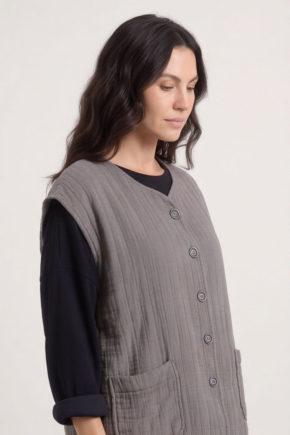 Agatha Cotton Padded Gilet Mocha – image 1 of 6