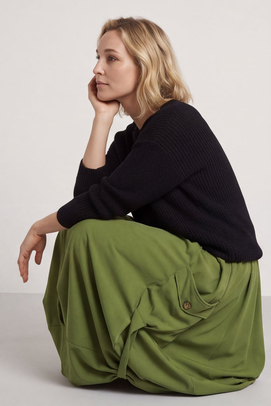 Lavone Cotton Skirt Olive – image 1 of 6