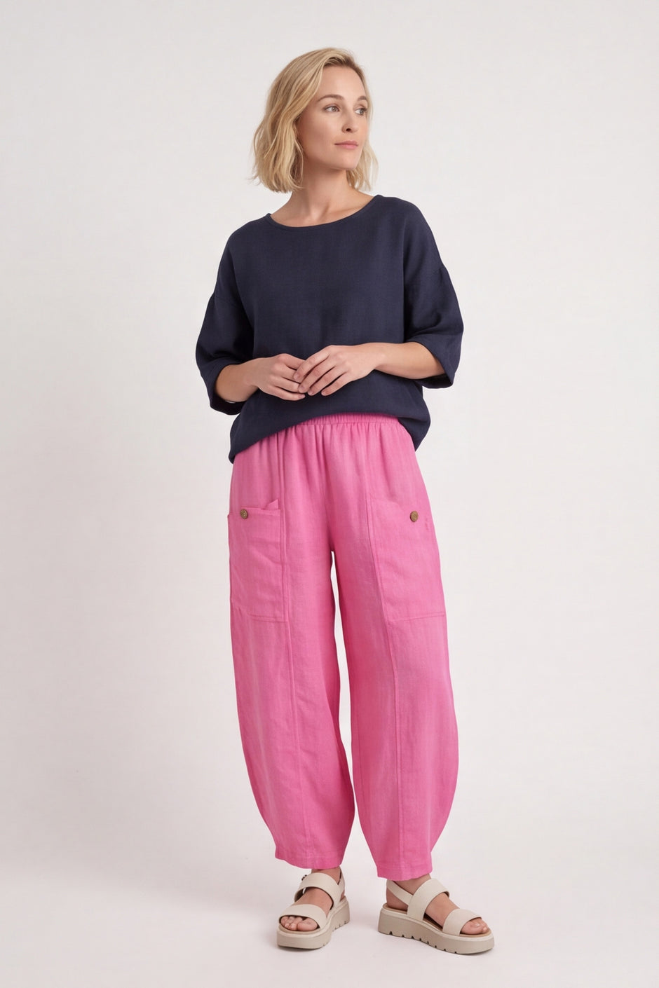 Clarisse Button Pocket Linen Trouser – image 1 of 6
