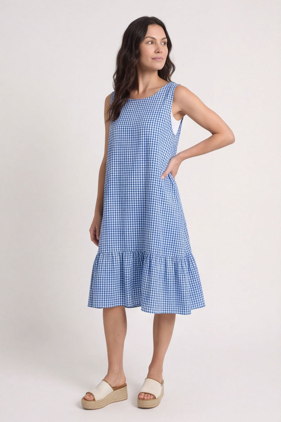 Imani Sleeveless Gingham Dress Cobalt – image 1 of 6
