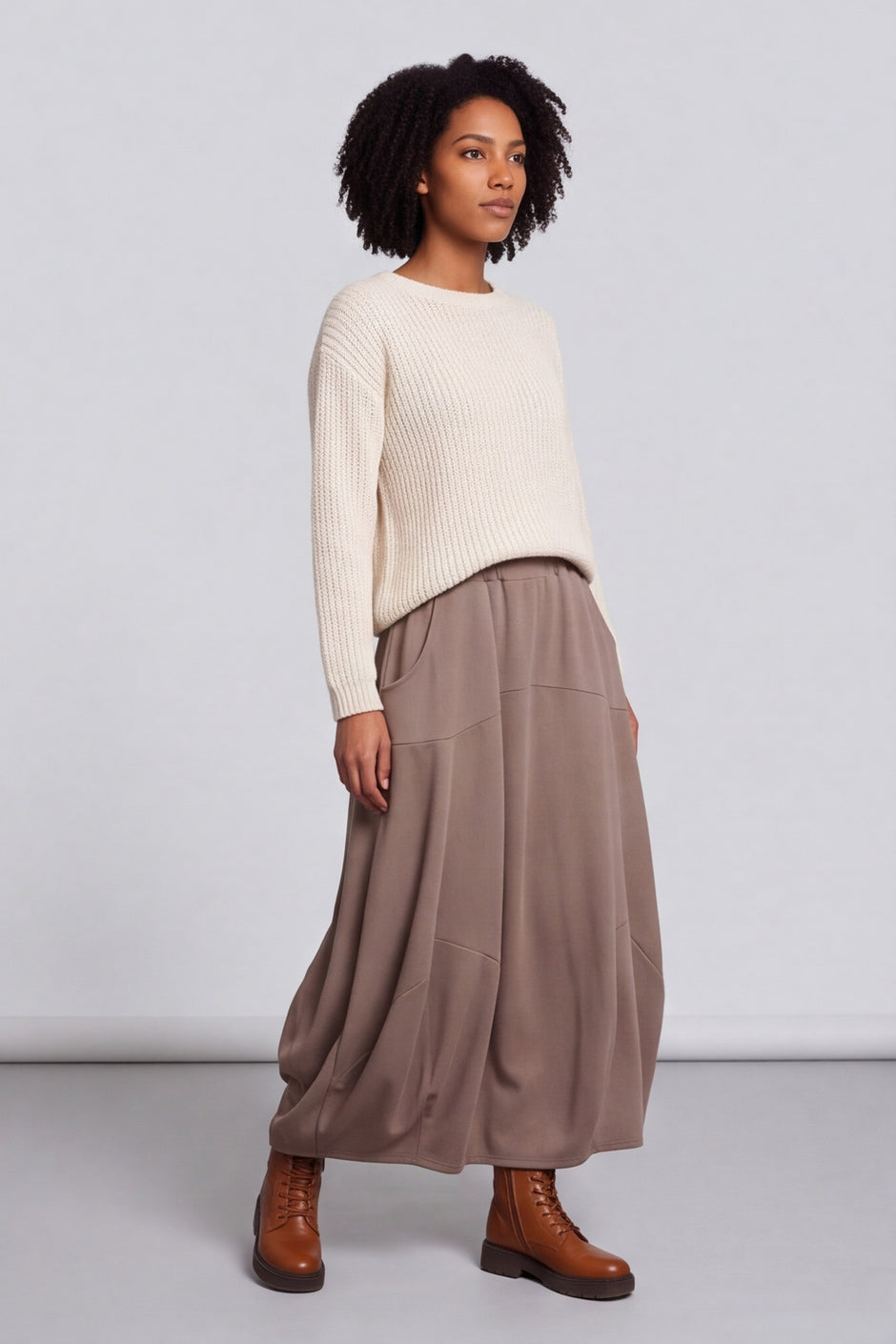 Georgetta Belted Cotton Skirt Mocha – image 1 of 4