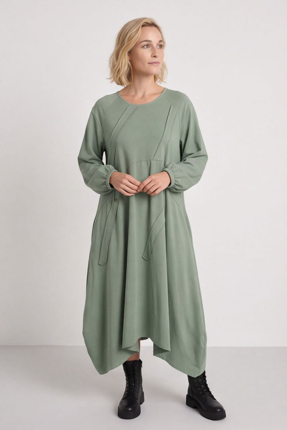 Netta Cotton Dress Sage Green – image 1 of 5