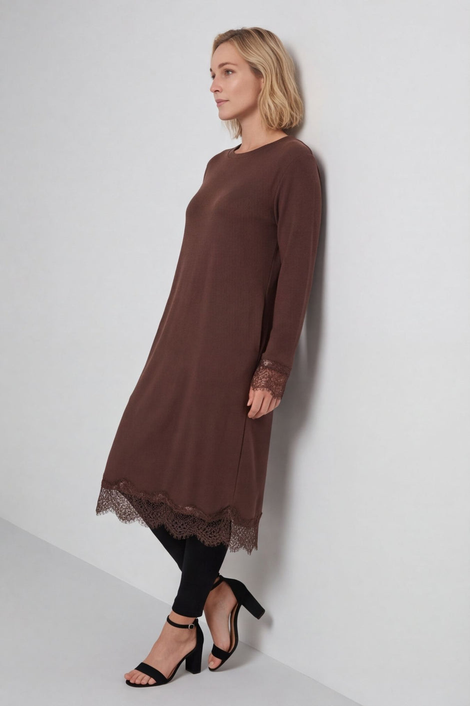 Merinda Lace Detail Dress Cocoa – image 1 of 5