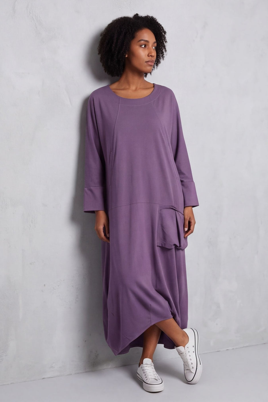 Sharon Pocket Cotton Dress Purple – image 1 of 6