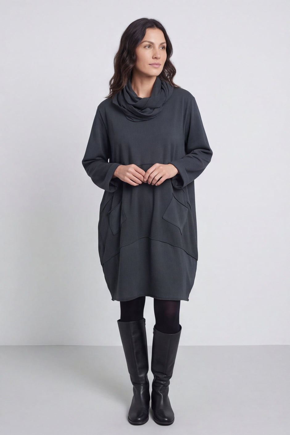 Rizo Snood Cotton Dress Charcoal – image 1 of 6