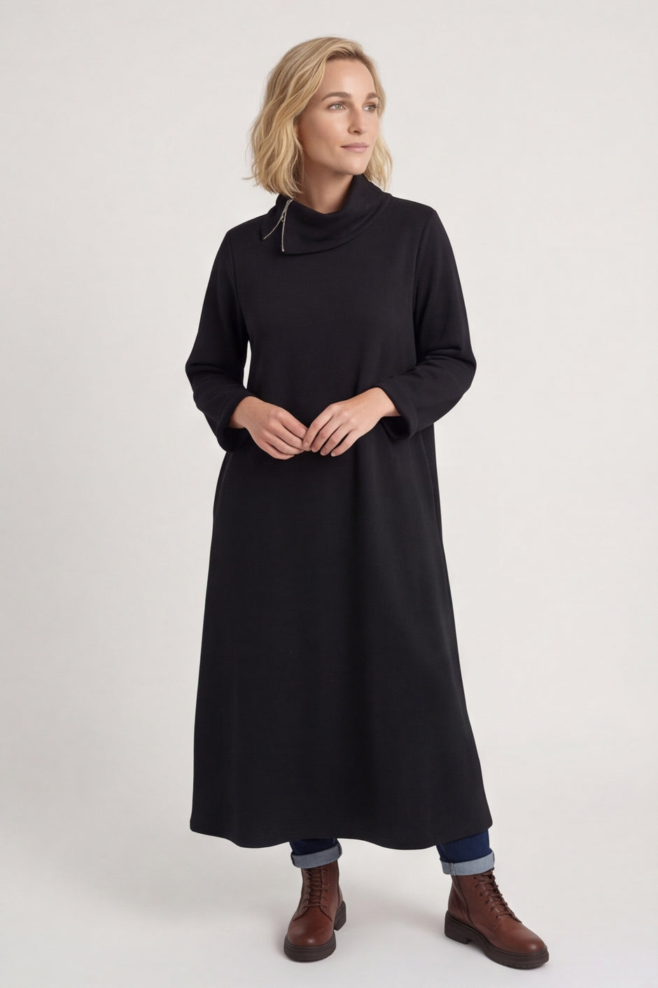 Wanda Zip Polo Cotton Dress Black – image 1 of 6