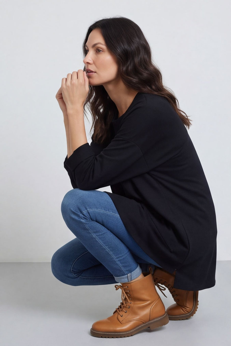 Kelilah Pocket Cotton Top Black – image 1 of 5