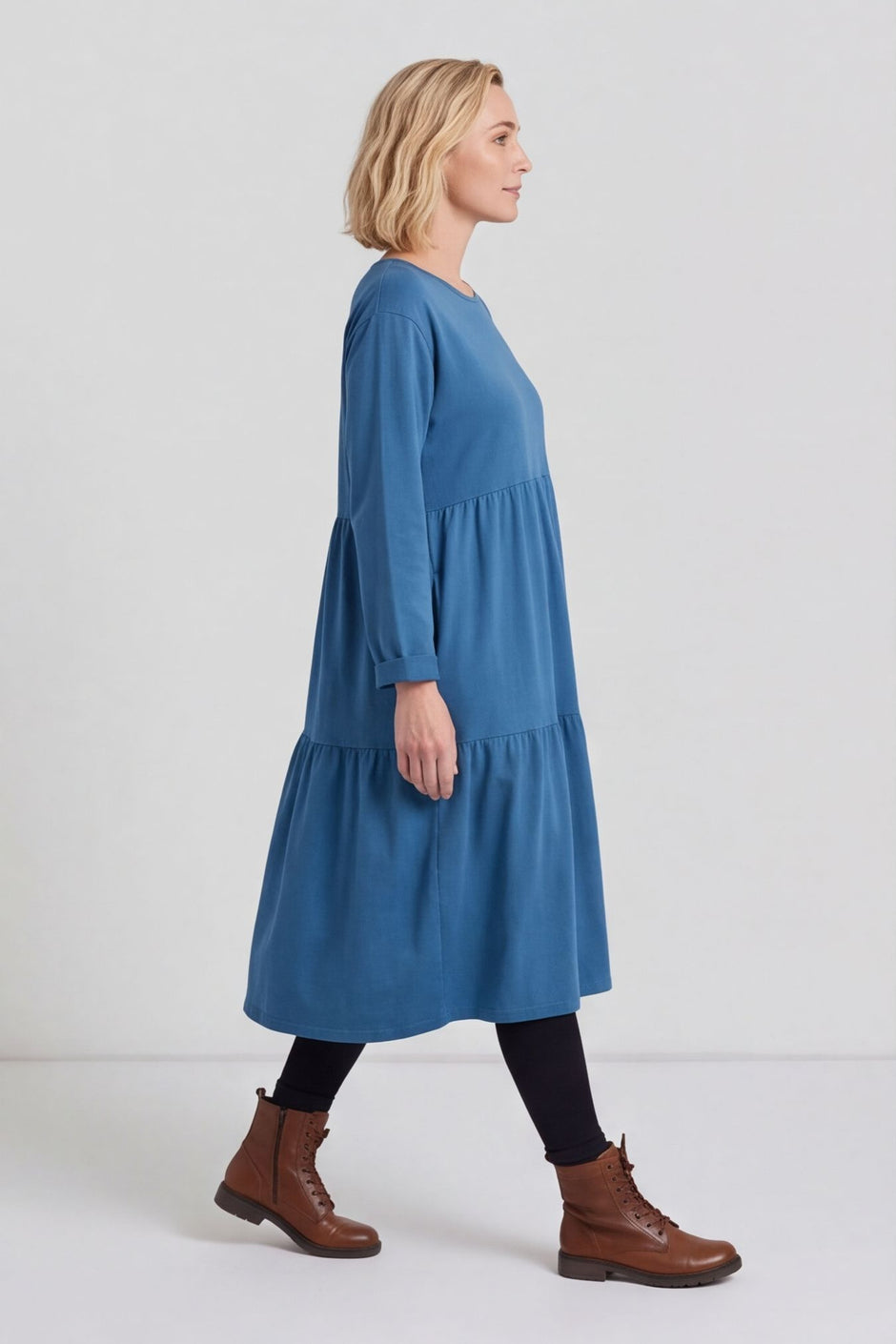 Petunia Tiered Cotton Dress Teal – image 1 of 6