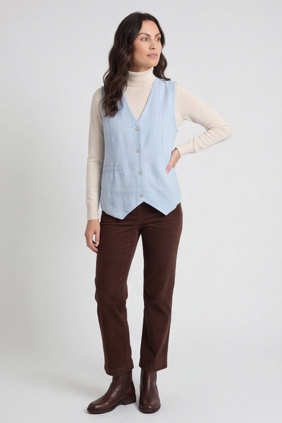 Maryam Linen Waistcoat Light Blue – image 1 of 4