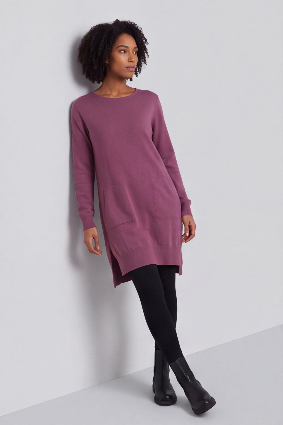 Elisa Pocket Knitted Tunic Grape – image 1 of 6