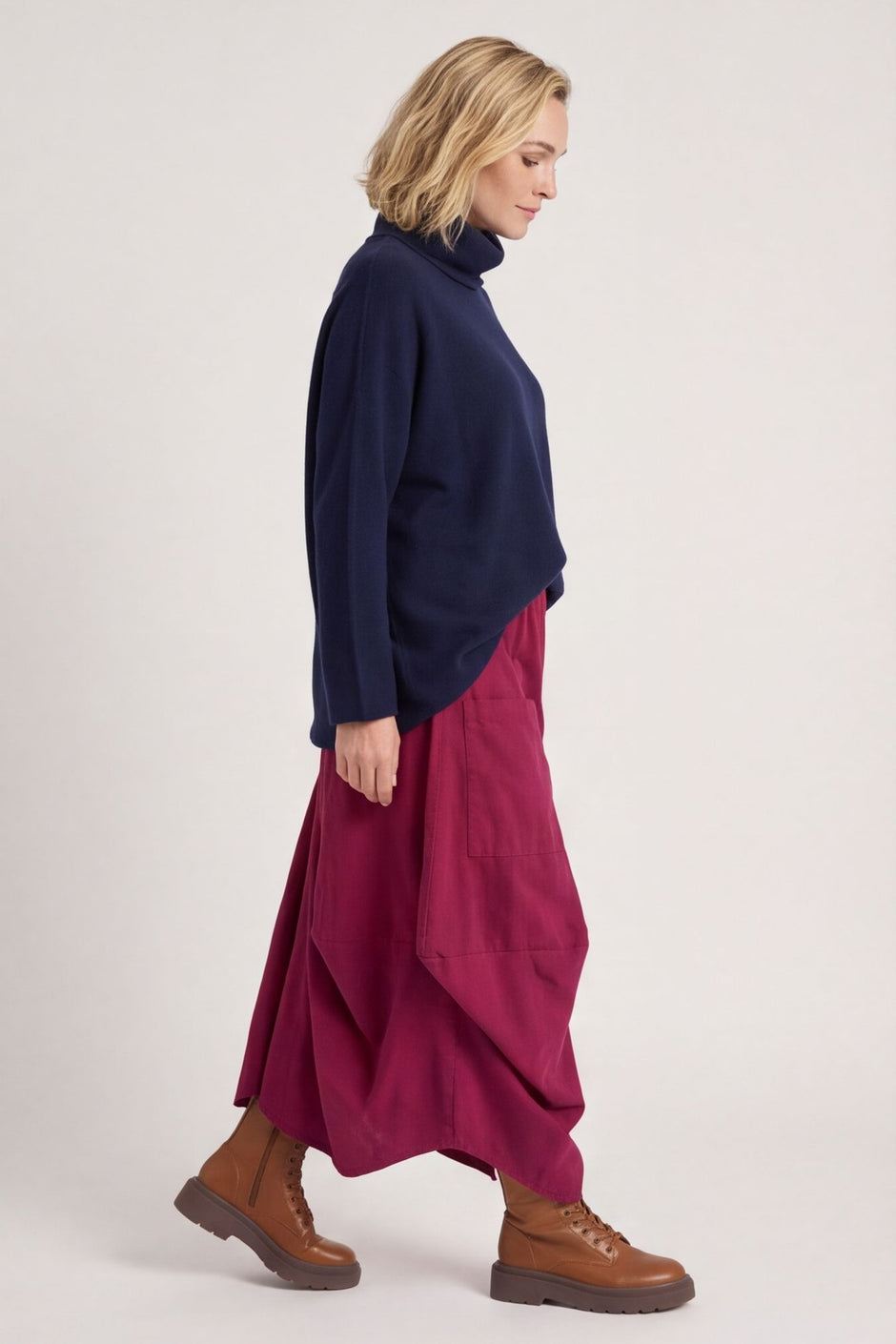 Orla Needlecord Parachute Skirt Burgundy – image 1 of 6