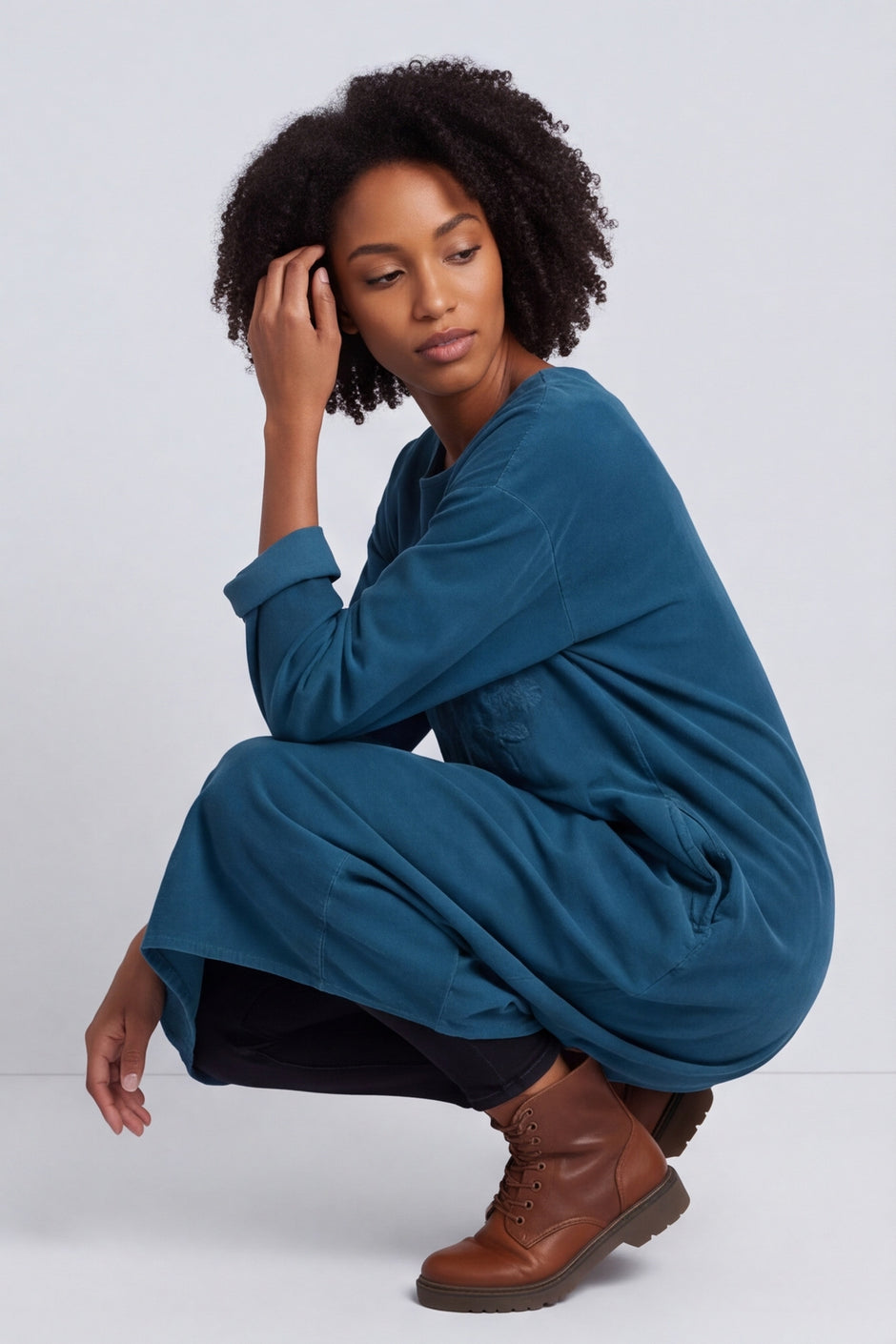 Laurie Needlecord Dress Teal – image 1 of 6