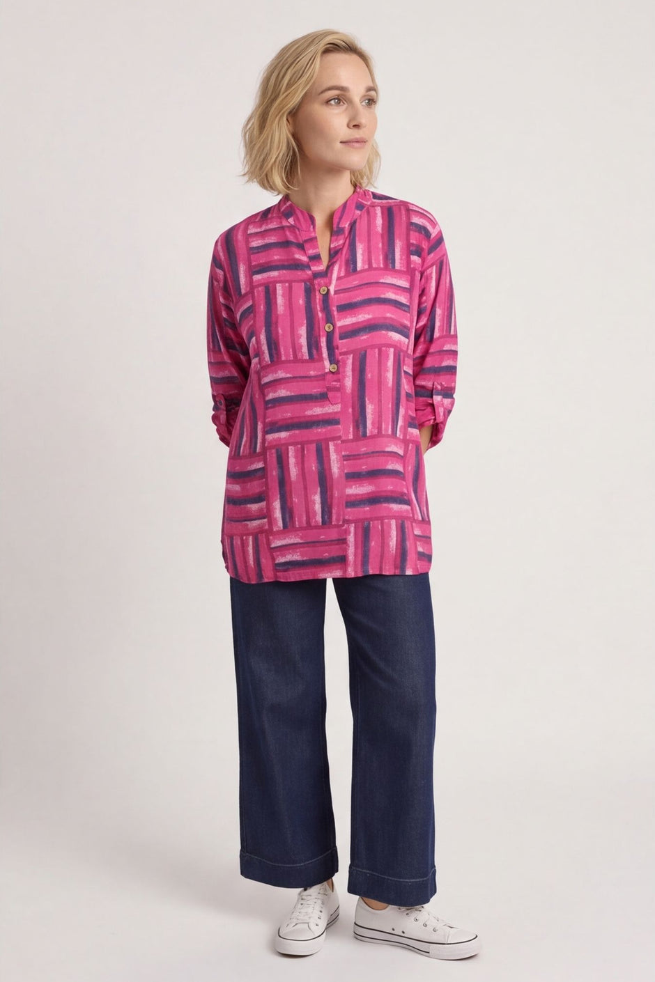 Glenna Pattern Cotton Top Fuchsia – image 1 of 5