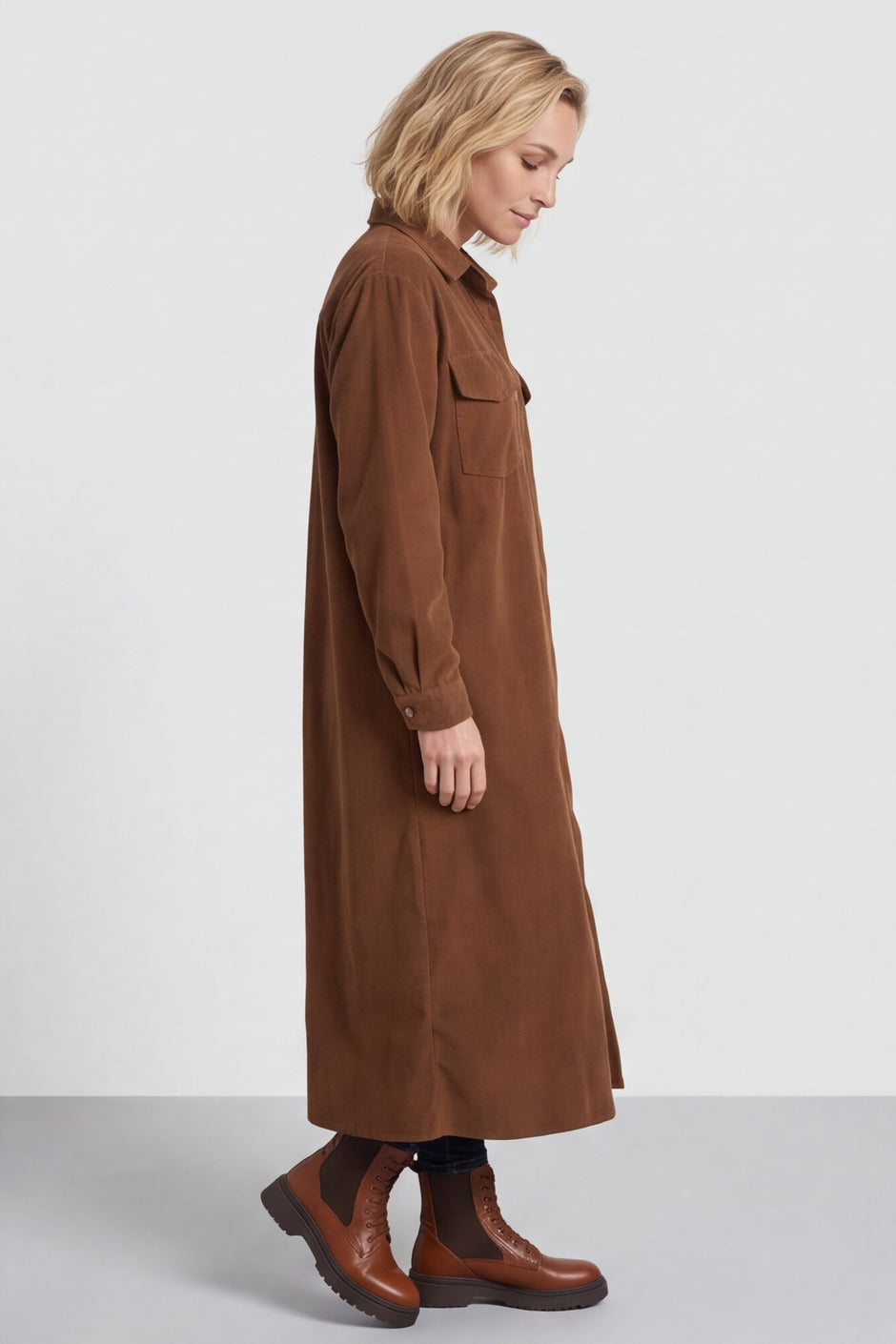 Dezi Needlecord Shirt Dress Nutmeg – image 2 of 6