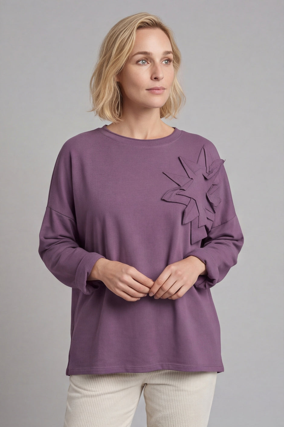 Kaila Flower Patch Cotton Top Purple – image 2 of 6