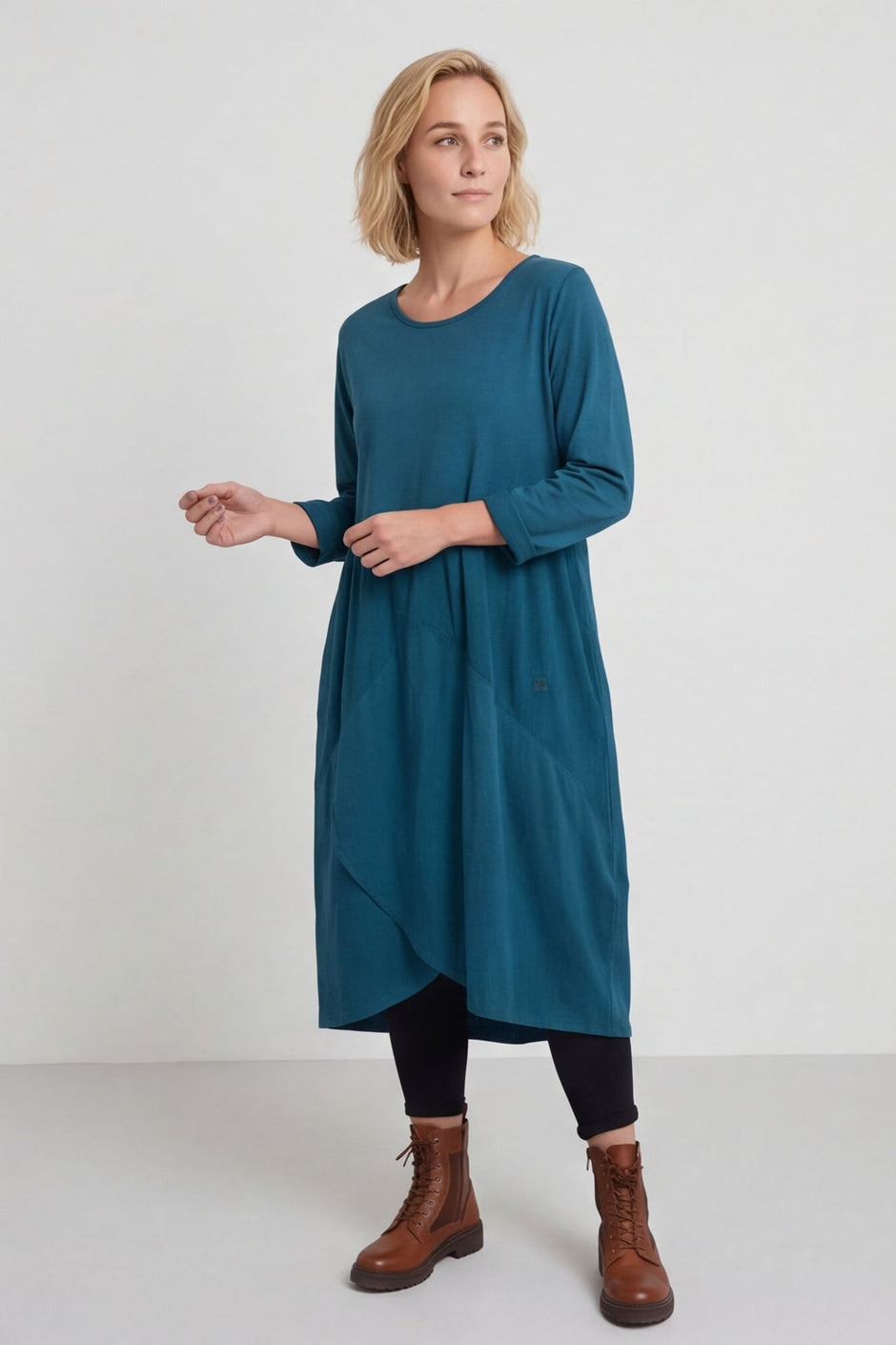 Regana Cotton Dress Teal – image 1 of 4