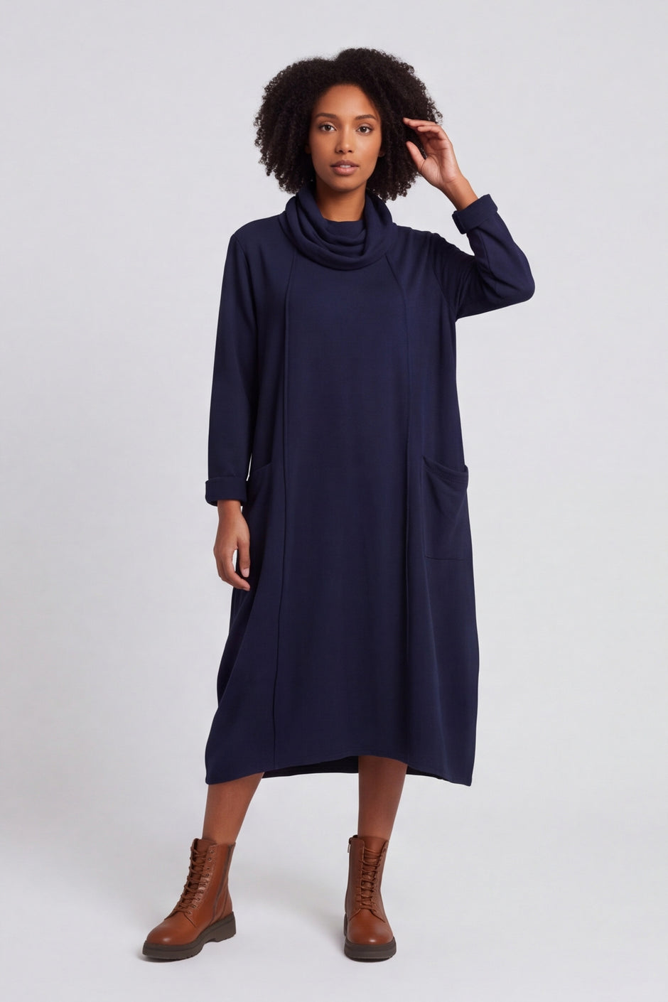Maris Snood Cotton Dress Navy – image 2 of 6