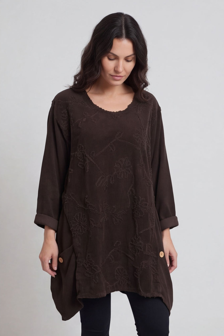 Rita Cord Detail Tunic Cocoa – image 3 of 6